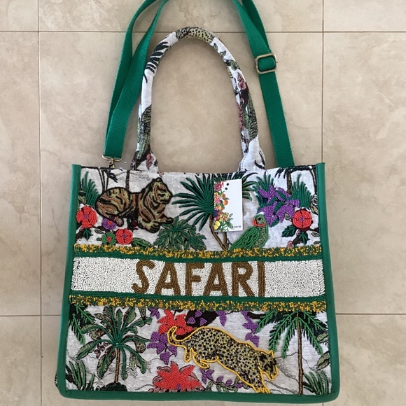 America & Beyond Handbags - America & Beyond African Safari Embellished Beaded Limited Edition Tote Bag